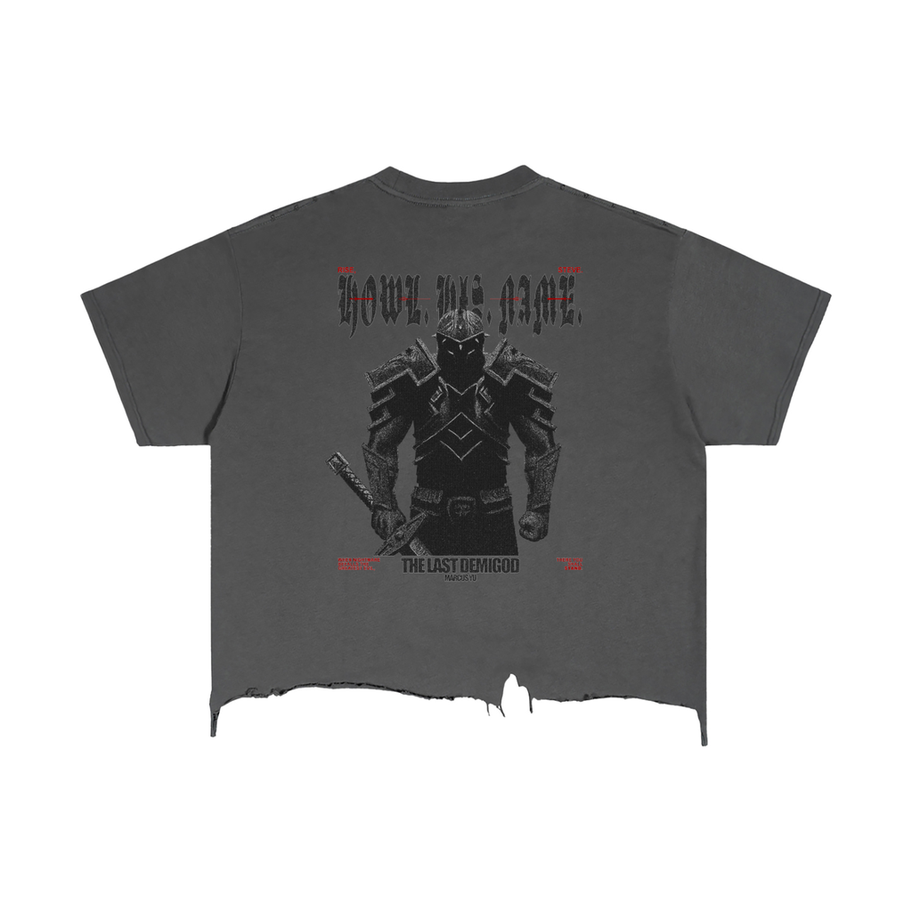 The Demigod Vintage Wash Boxy Distressed Hem T-Shirt