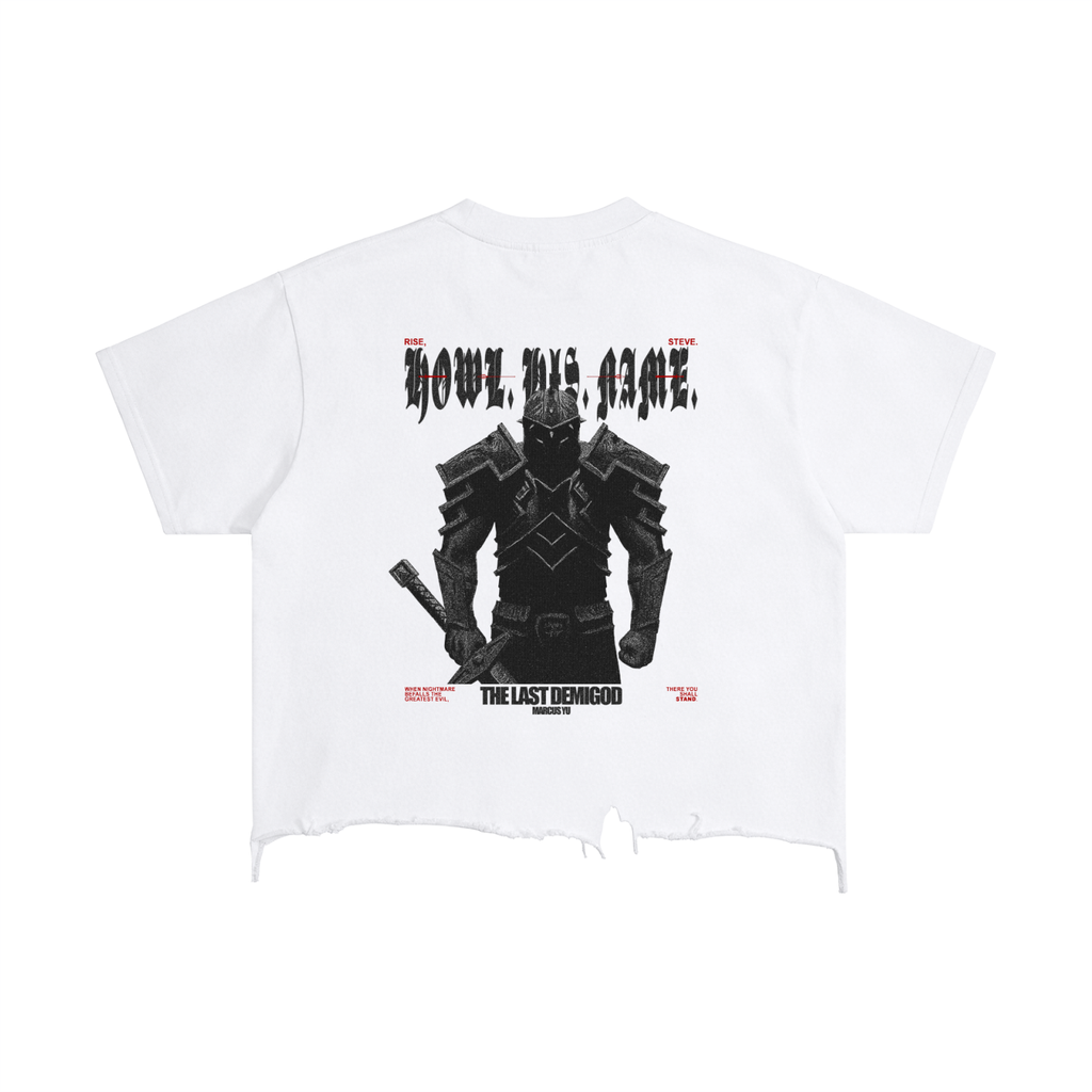 The Demigod Vintage Wash Boxy Distressed Hem T-Shirt