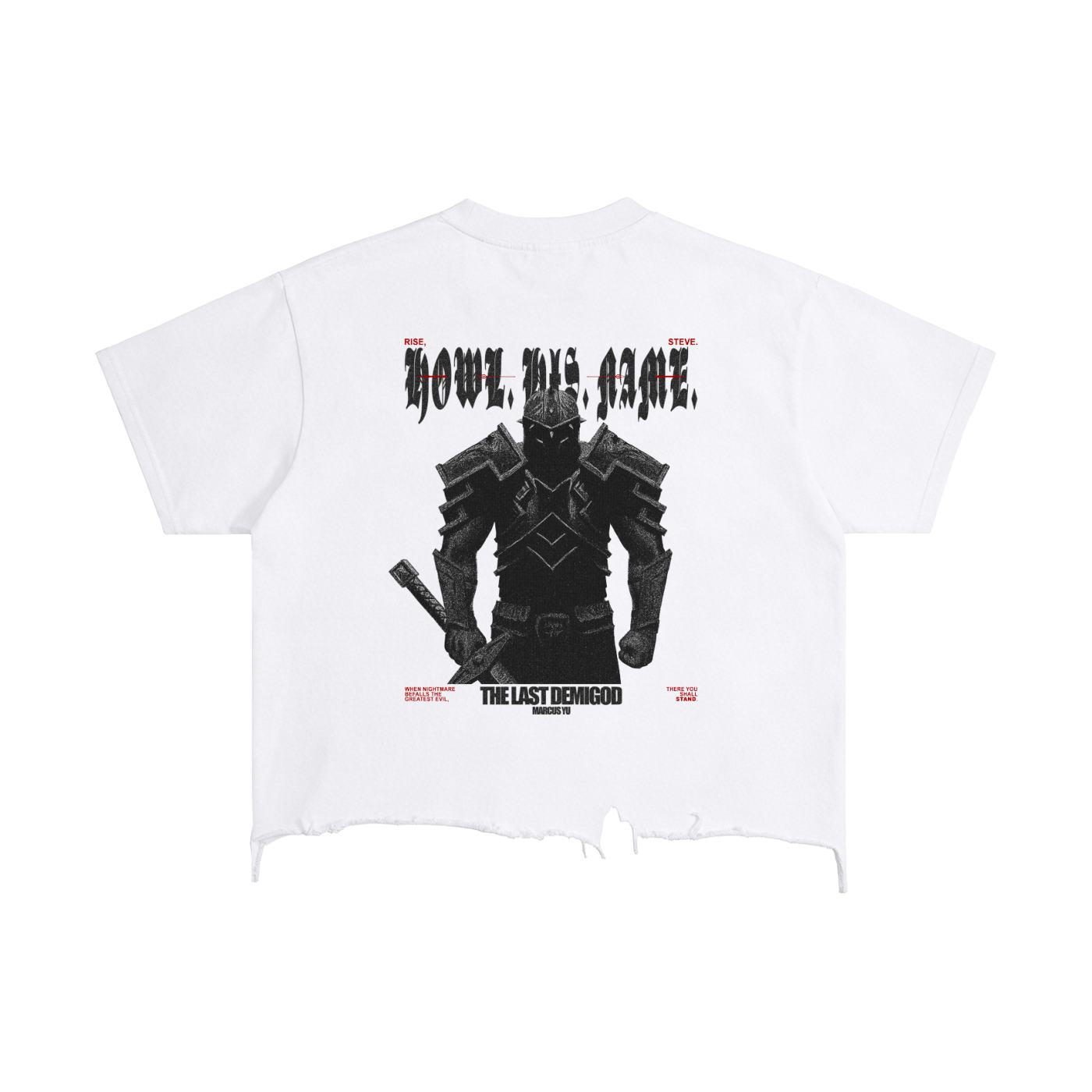 The Demigod Vintage Wash Boxy Distressed Hem T-Shirt