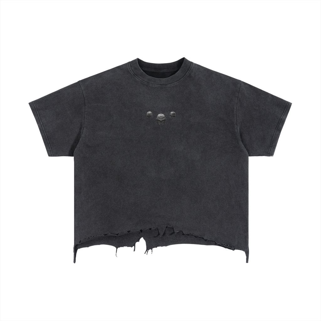 The Demigod Vintage Wash Boxy Distressed Hem T-Shirt