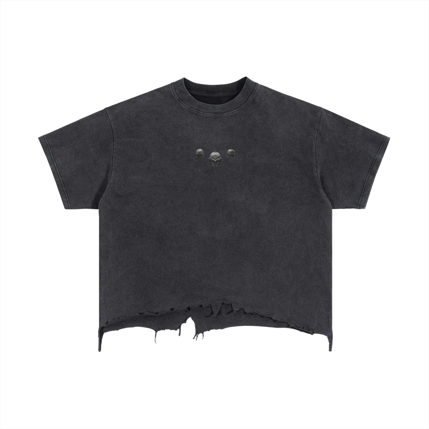 The Demigod Vintage Wash Boxy Distressed Hem T-Shirt
