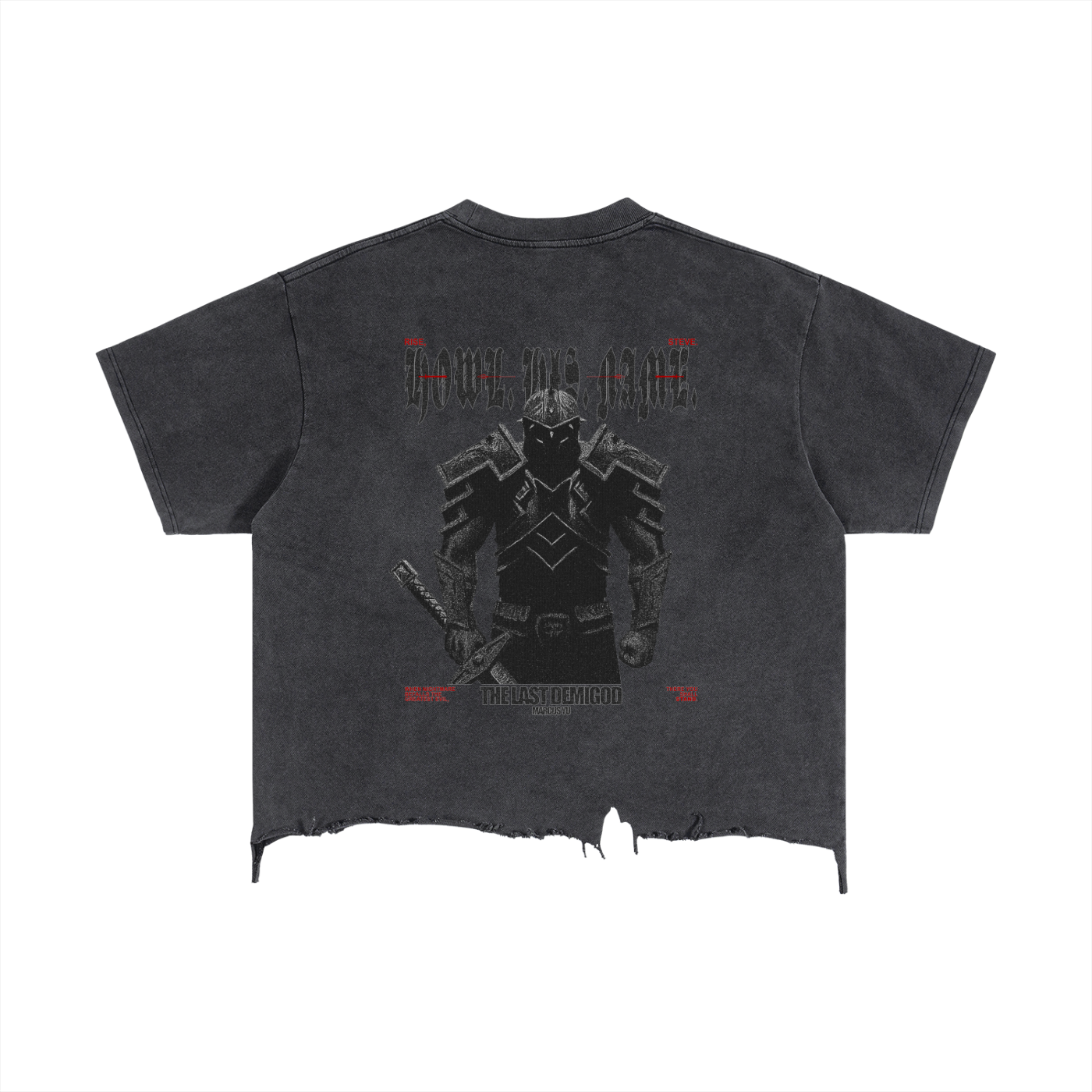 The Demigod Vintage Wash Boxy Distressed Hem T-Shirt