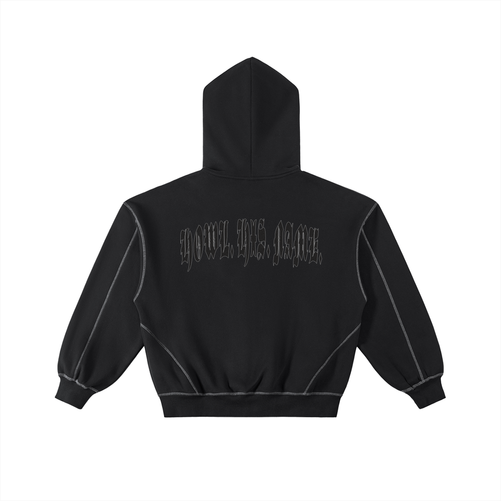 Infernal Stone Boxy Fleece Zip Hoodie.