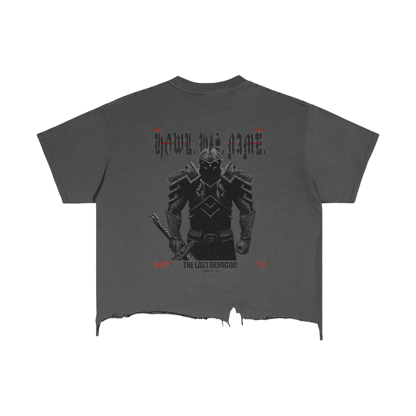The Demigod Vintage Wash Boxy Distressed Hem T-Shirt