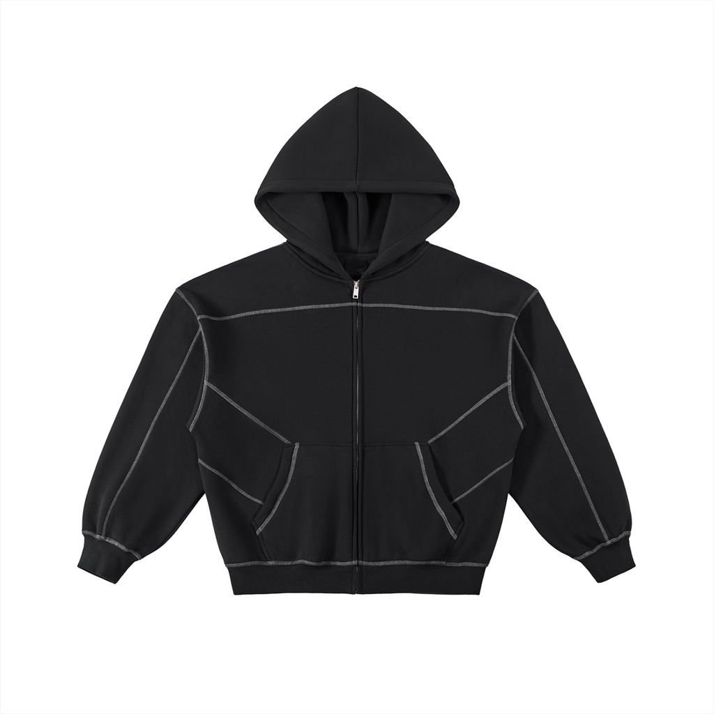 Infernal Stone Boxy Fleece Zip Hoodie.