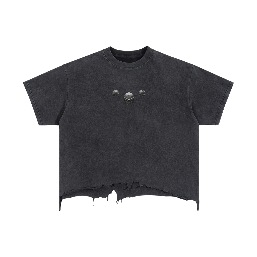 The Demigod Vintage Wash Boxy Distressed Hem T-Shirt