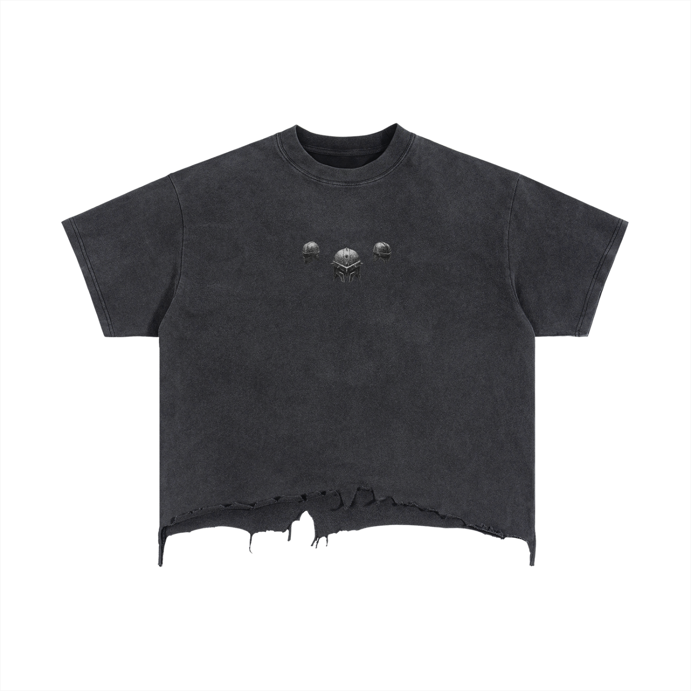 The Demigod Vintage Wash Boxy Distressed Hem T-Shirt
