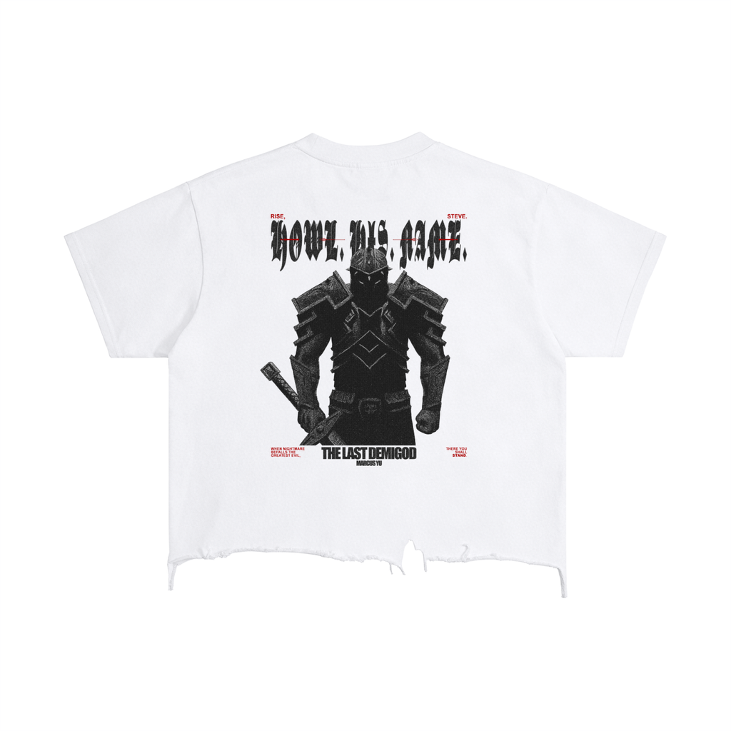 The Demigod Vintage Wash Boxy Distressed Hem T-Shirt