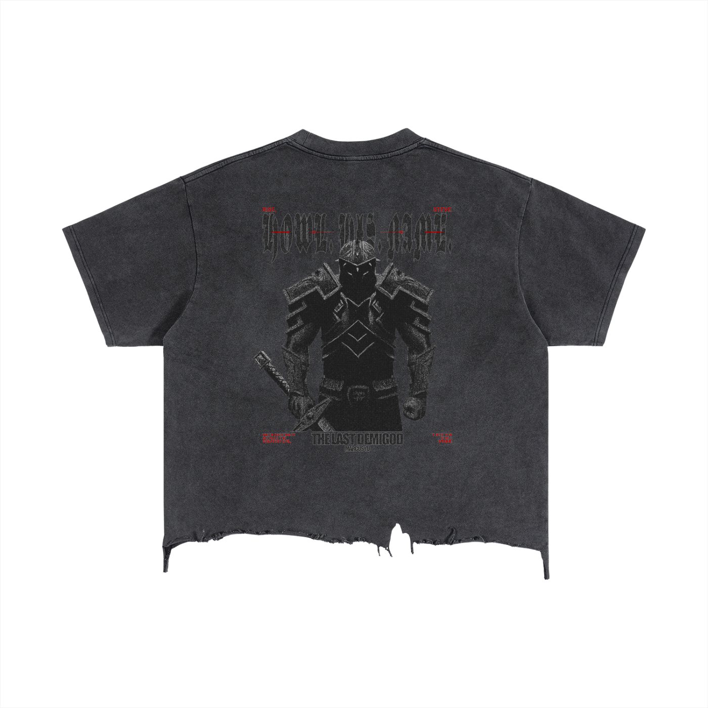 The Demigod Vintage Wash Boxy Distressed Hem T-Shirt